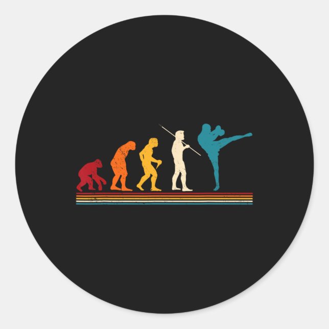 Kickboxing Evolution Kickboxer Karate Boxing Mma  Classic Round Sticker (Front)