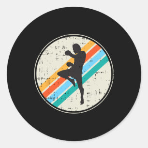 Kickboxing Fighter Silhouette Retro Martial-arts G Classic Round Sticker