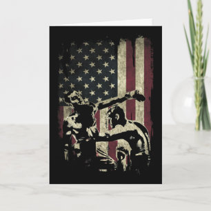 Kickboxing Fighters On American Flag Patriotic _1 Card