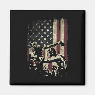 Kickboxing Fighters On American Flag Patriotic _1  Magnet
