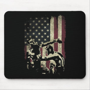 Kickboxing Fighters On American Flag Patriotic _1 Mouse Mat