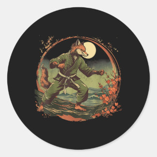Kickboxing Fox Taekwondo Karate Mma Funny Martial Classic Round Sticker