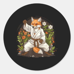 Kickboxing Fox Taekwondo Karate Mma Funny Martial Classic Round Sticker