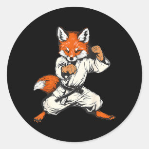 Kickboxing Fox Taekwondo Karate Mma Funny Martial Classic Round Sticker