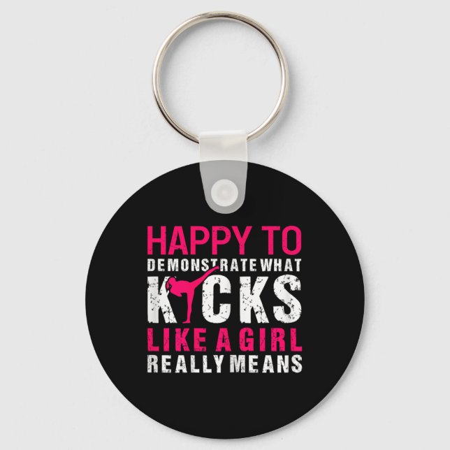 Kickboxing Girl  Key Ring (Front)