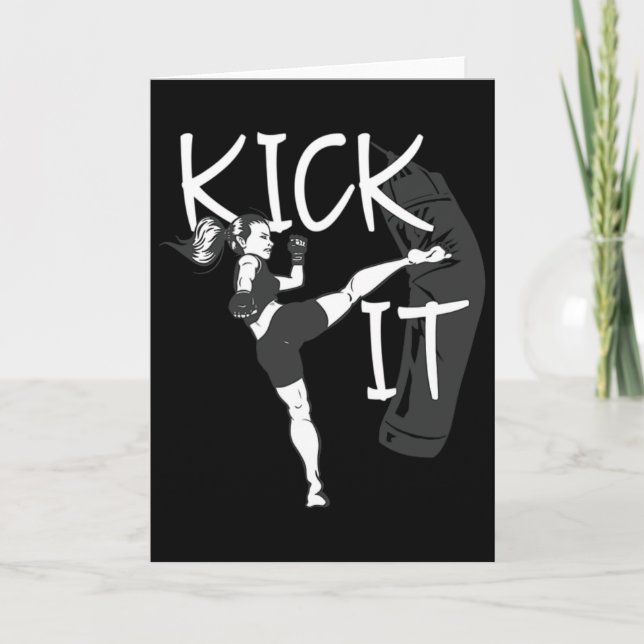 Kickboxing Girl Kick It  Card (Front)