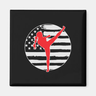Kickboxing Girl Usa Flag 4th Of July  Magnet