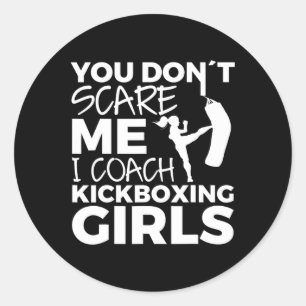 Kickboxing Girls Coach Classic Round Sticker