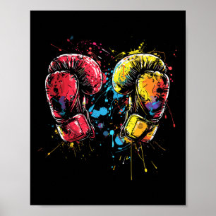 Kickboxing Gloves Splotch Martial Artist Poster