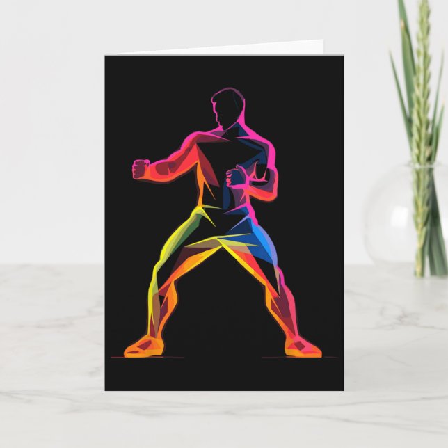 Kickboxing Guy Cartoon Style Kickboxer Savate  Card (Front)