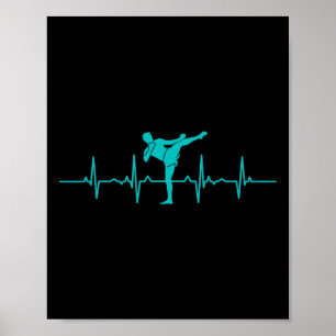 Kickboxing Heartbeat Funny Ekg Kickboxer Gift For Poster