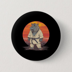 Kickboxing Hippo Martial Arts Karate Jiu-jitsu Mma 6 Cm Round Badge