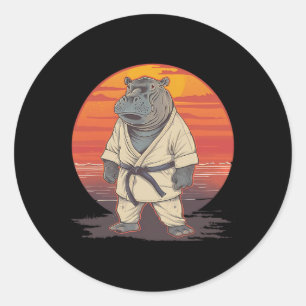 Kickboxing Hippo Martial Arts Karate Jiu-jitsu Mma Classic Round Sticker
