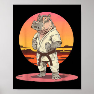 Kickboxing Hippo Martial Arts Karate Jiu-Jitsu MMA Poster