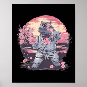 Kickboxing Hippo Martial Arts Karate Jiu-Jitsu MMA Poster