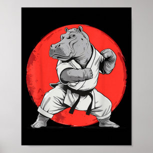 Kickboxing Hippo Martial Arts Karate Jiu-Jitsu MMA Poster