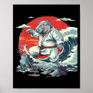 Kickboxing Hippo Martial Arts Karate Jiu-Jitsu MMA Poster