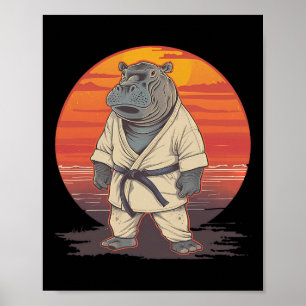 Kickboxing Hippo Martial Arts Karate Jiu-jitsu Mma Poster