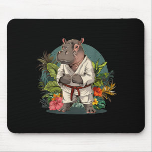 Kickboxing Hippo Taekwondo Karate MMA Funny Mouse Mat