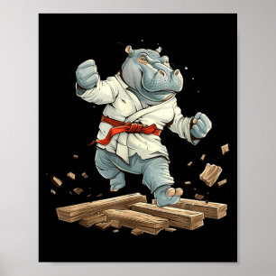 Kickboxing Hippo Taekwondo Karate MMA Funny Poster