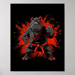 Kickboxing Hippo Taekwondo Karate MMA Funny Poster