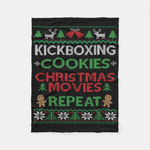 Kickboxing Instructor Gift Kickboxer Ugly Christma Fleece Blanket