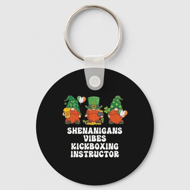 Kickboxing Instructor Gnomes St. Patricks Day  Key Ring (Front)