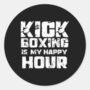 Kickboxing Is My Happy Hour Women Cute Funny Marti Classic Round Sticker