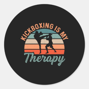 Kickboxing Is My Therapy Boxing Sports Kick Classic Round Sticker