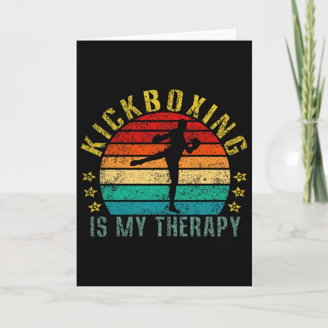 Kickboxing Is My Therapy Funny Retro  Card (Front)