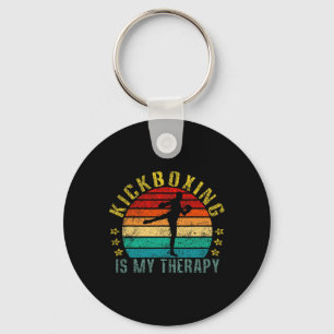 Kickboxing Is My Therapy Funny Retro Key Ring