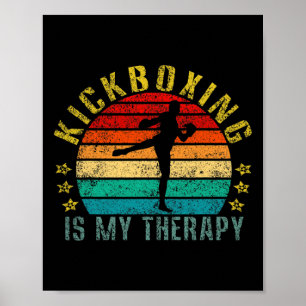 Kickboxing Is My Therapy Funny Retro Poster