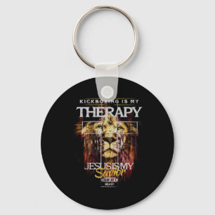 Kickboxing Is My Therapy Jesus My Savior Mma Fight Key Ring