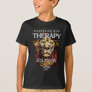 Kickboxing Is My Therapy Jesus My Savior Mma Fight T-Shirt