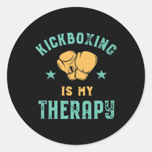 Kickboxing Is My Therapy Sarcastic Funny Boxing Ki Classic Round Sticker