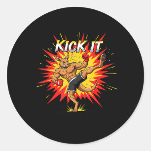 Kickboxing Kangaroo MMA Fighter Martial Arts Classic Round Sticker