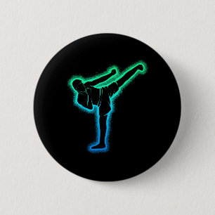 Kickboxing Karate Kickboxer Taekwondo Children Men 6 Cm Round Badge