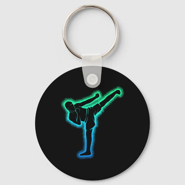 Kickboxing Karate Kickboxer Taekwondo Children Men Key Ring (Front)