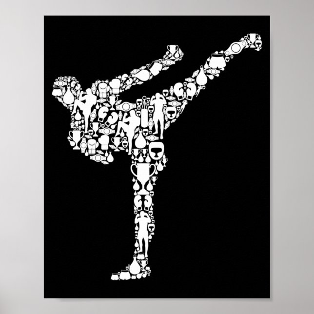 Kickboxing Kickboxer Karate Boys Kids Men Long Poster (Front)
