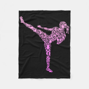 Kickboxing Kickboxer Karate Girls Kids Women  Fleece Blanket