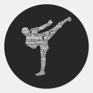 Kickboxing Kickboxer Karate Men Kids Boys Classic Round Sticker