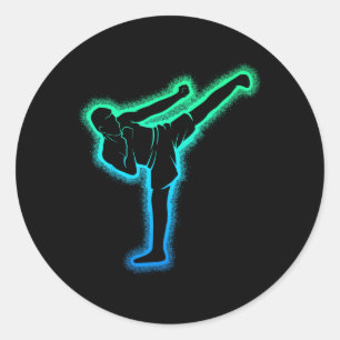Kickboxing Kickboxer Karate Taekwondo Kids Boys Me Classic Round Sticker