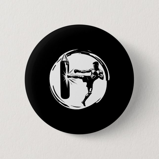 Kickboxing Kickboxer Punch  6 Cm Round Badge (Front)