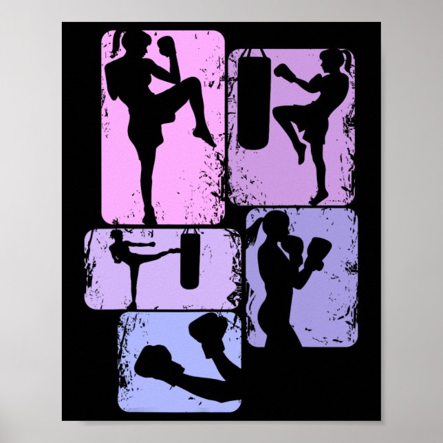 Kickboxing Kickboxer Taekwondo Karate Girls Kids W Poster (Front)