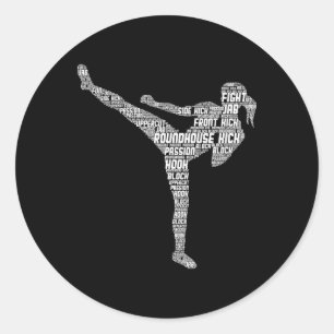 Kickboxing Kickboxer Taekwondo Karate Girls Women  Classic Round Sticker
