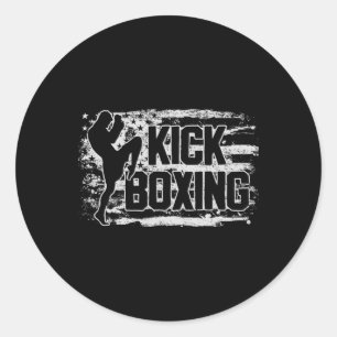 Kickboxing Kickboxer Usa American Flag Gift Women Classic Round Sticker