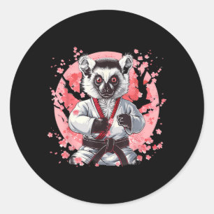 Kickboxing Lemur Taekwondo Karate MMA Funny Classic Round Sticker
