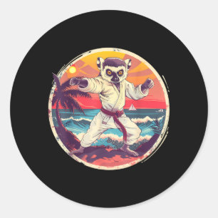 Kickboxing Lemur Taekwondo Karate MMA Funny Classic Round Sticker