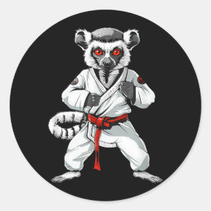 Kickboxing Lemur Taekwondo Karate MMA Funny Classic Round Sticker