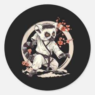 Kickboxing Lemur Taekwondo Karate MMA Funny Classic Round Sticker